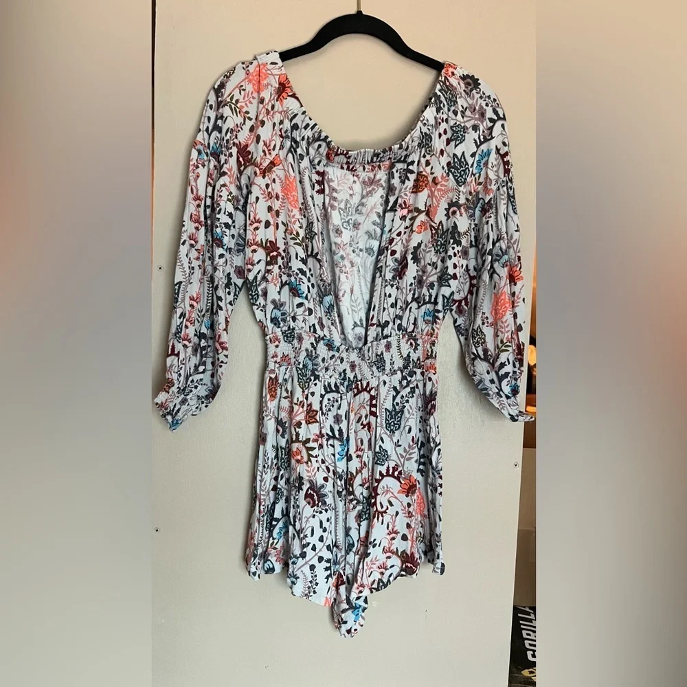 Free People Pretty and Free Floral Off-Shoulder Romper